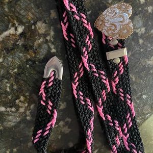 Western Heart belt 38 inch black and pink custom